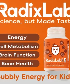 RadixLab Bubbly Orange Energy Multivitamin Tablets – 8 Vitamins for Energy & Vitality – Vegan, 0 Sugar – 70 Tablets