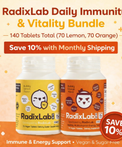Save 10% & Shipped Monthly-RadixLab Daily Immunity & Energy Bundle – 70 Lemon+70 Orange - Vegan & Sugar-Free