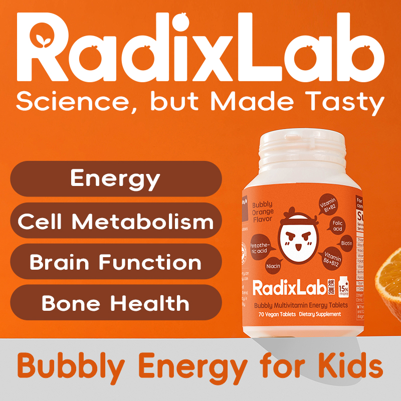 RadixLab Bubbly Energy Multivitamin | B6&B12, Niacin, Folate, Biotin, Pantothenic Acid | Vegan, 0 Sugar | 70 Tablets | Healthcare | Fitness | Edible Dietary Supplement