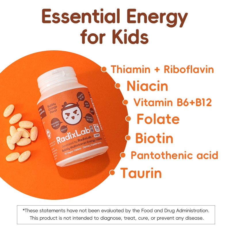 RadixLab Bubbly Energy Multivitamin | B6&B12, Niacin, Folate, Biotin, Pantothenic Acid | Vegan, 0 Sugar | 70 Tablets | Healthcare | Fitness | Edible Dietary Supplement - Image 2